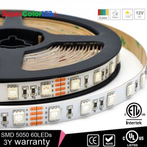 RGB LED Strip Lights - 12V LED Tape Light w/ LC4 Connector - 244 Lumens/ft.