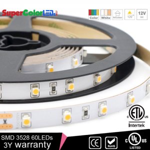LED Light Strips - 12V LED Tape Light with 18 SMDs/ft., 1 Chip SMD LED 3528 with LC2 Connector