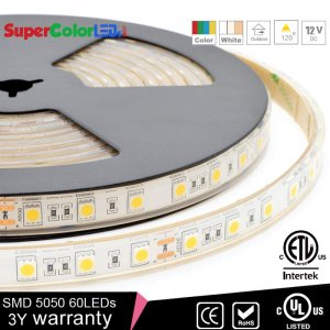 Waterproof LED Light Strips - 12V Outdoor LED Tape Light with 18 SMDs/ft., 3 Chip SMD LED 5050