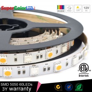 RGBW LED Strip Lights - 12V LED Tape Light w/ White and Multicolor LEDs - 265 Lumens/ft.