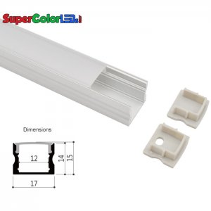 17x14mm Deep Surface Mount Aluminum Profile Housing for LED Strip Lights - LS1714 Series