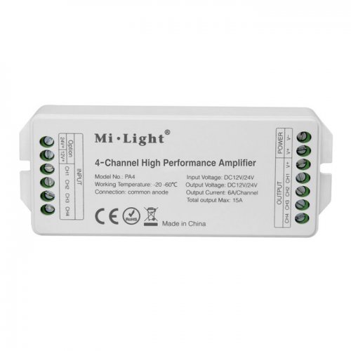 MiLight 4-Channel Hight Performance Amplifier DC 12-24V For RGB/ RGBW LED Strip Light - PA4