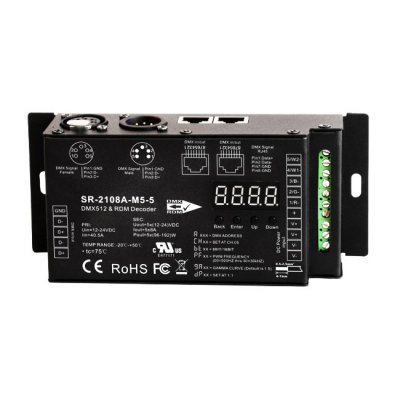 LED DMX 512 Decoder/RDM Controller - 8 Amp - 5 Channel - Digital Display